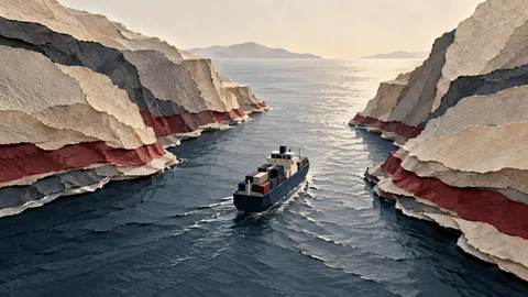 Illustration générée par IA : cargo et passage maritime abstraits évoquant la sécurité de la navigation en mer Rouge